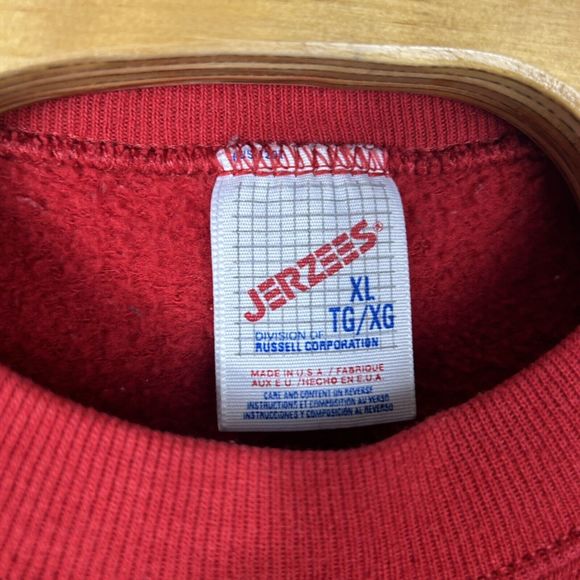 Vintage Jerzees Blank Sweatshirt Mens‎ Size XL Red Made in USA Crew Neck - Picture 7 of 7